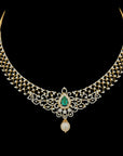 2-in-1 Gold and Diamond Necklace with interchangeable Emerald or Ruby Centerpiece