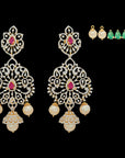 Changeable Ruby/Emerald Diamond Chandelier Earrings