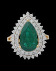 Elegant Emerald, EVVS Diamonds and 18K Gold Ring