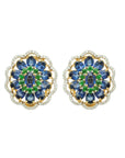 Trio Blue Sap Tsavorite and Diamond Pendant Earrings