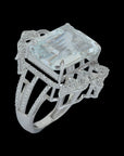 Royal Diamond Ring with Natural Aquamarine