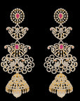 7-in-1 Gold and Diamond Detachable Earrings with Interchangeable Emeralds  Rubies (Can be worn as Buttalu, Butta, Jhumki, Chandbali)