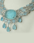 Designer Diamond Necklace with Natural Aquamarine