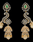 3-in-1 Changeable Emerald/Ruby Diamond Chandelier Earrings