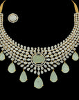 2-in-1 Natural carved Aquamarine and Diamond Choker with changeable centerpiece