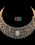 Diamond Necklace with Interchangeable Emeralds  Rubies