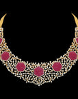 Natural Carved Ruby and Diamond Choker and Earring Set