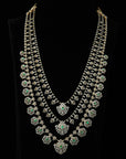 4-in-1 Bridal Layered Diamond Haaram Necklace with changeble Natural Emeralds/Rubies