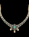 2-in-1 Natural Emerald/Ruby and Diamond Necklace with Pearl Drops