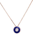 Blue Enamel Diamond Pendant Earring Set