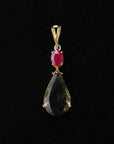 3-in-1 Diamond Necklace and Pendant with Natural Rubies and Topaz