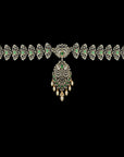 V-Shaped Diamond (Haaram) Necklace with Interchangeable Emerald and Rubies and Detachable Pendant.