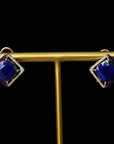 Diamond Studs with Natural Lapis