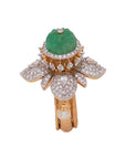 Fluted Emerald and Diamond Ring