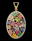 Navratna Pendant made of E Colored Diamonds of VVS Clarity