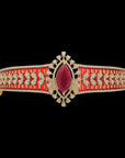 Natural Carved Ruby and Diamond Openable Bracelet