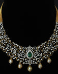 3-in-1 Diamond Necklace and Pendant with changeable Natural Emeralds/Rubies