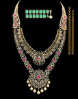 4-in-1 Changeable Natural Emerald/Ruby and Diamond Necklace