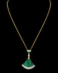 Malachite and Diamond Pendant with Chain