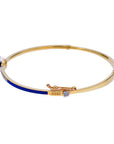 Navy Blue Enamel Diamond Round Bangle Bracelet