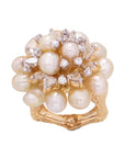 Scalloped Keshi Pearl and Diamond Ring