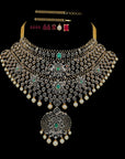 6-in-1 Natural Emerald/Ruby and Diamond Necklace with Pearl Drops