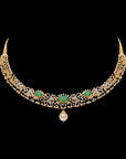 6-in-1 Natural Emerald/Ruby and Diamond Choker, Necklace and Pendant with Pearl Drops