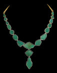 3-in-1 Diamond Necklace with Natural Carved Emeralds