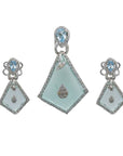 Aquamarine Pastel Diamond Pendant Earring Set