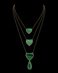 Three Layered Diamond Pendant with Natural Malachite