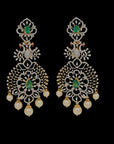 3-in-1 Natural Emerald/Ruby, Pearls and Diamond Earrings