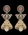 7-in-1 Gold and Diamond Detachable Earrings with Interchangeable Emeralds  Rubies (Can be worn as Buttalu, Butta, Jhumki, Chandbali)