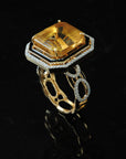 Cocktail Diamond Ring with Natural Yellow Topaz