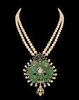 4-in-1 Pearl Necklace with interchangeable Emeralds  Rubies