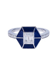 Blue Enamel Diamond Ring