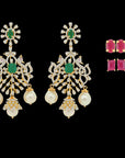 Elegant Emerald, Ruby and FVVS Diamond Necklace and Earrings Set