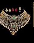 Multipurpose  Detachable South Indian Bridal Necklace  Earrings (Cevipogulu) Set