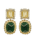 Natural Carved Emerald,Spinels  Amethyst Diamond Earrings