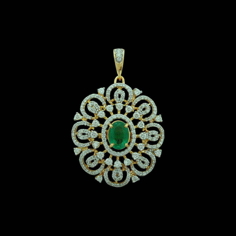 5-in-1 Natural Emerald/Ruby and Diamond Necklace and changeable Pendants