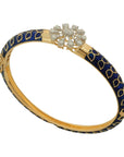 Flower Encrusted Blue and Gold Bracelet