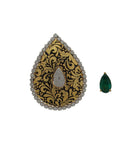 2 in 1 Nakshi Changeable Emerald Diamond Pendant Set