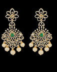 Changeable Natural Emerald/Ruby and Diamond Earrings with Pearl Drops