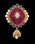 South Indian Style Ruby Necklace (Haaram) and Buta/Stud Earrings Set