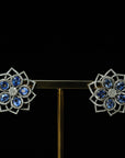 Floral Diamond Earrings with Natural Blue Sapphires.