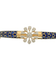 Flower Encrusted Blue and Gold Bracelet