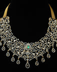 3-in-1 Bridal Diamond Necklace and Pendant with changeble Natural Emeralds/Rubies