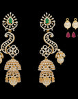 3-in-1 Changeable Emerald/Ruby Diamond Chandelier Earrings