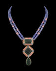 Natural Emerald, Tourmaline, Tanzanite, Morganite Beads and Diamond Necklace with changeable Pendant