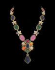 4-in-1 Natural Carved Mix Gemstone and Diamond Necklace and Pendant