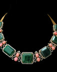 3 In 1 Diamond Necklace with Natural Emeralds and Corals